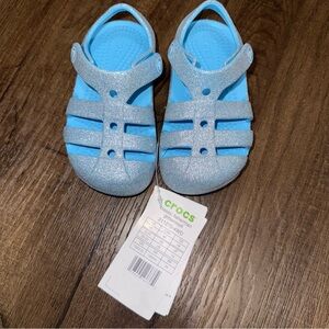 Crocs Little Girls' Crocs Fisherman Glitter Closed Toe Sandals